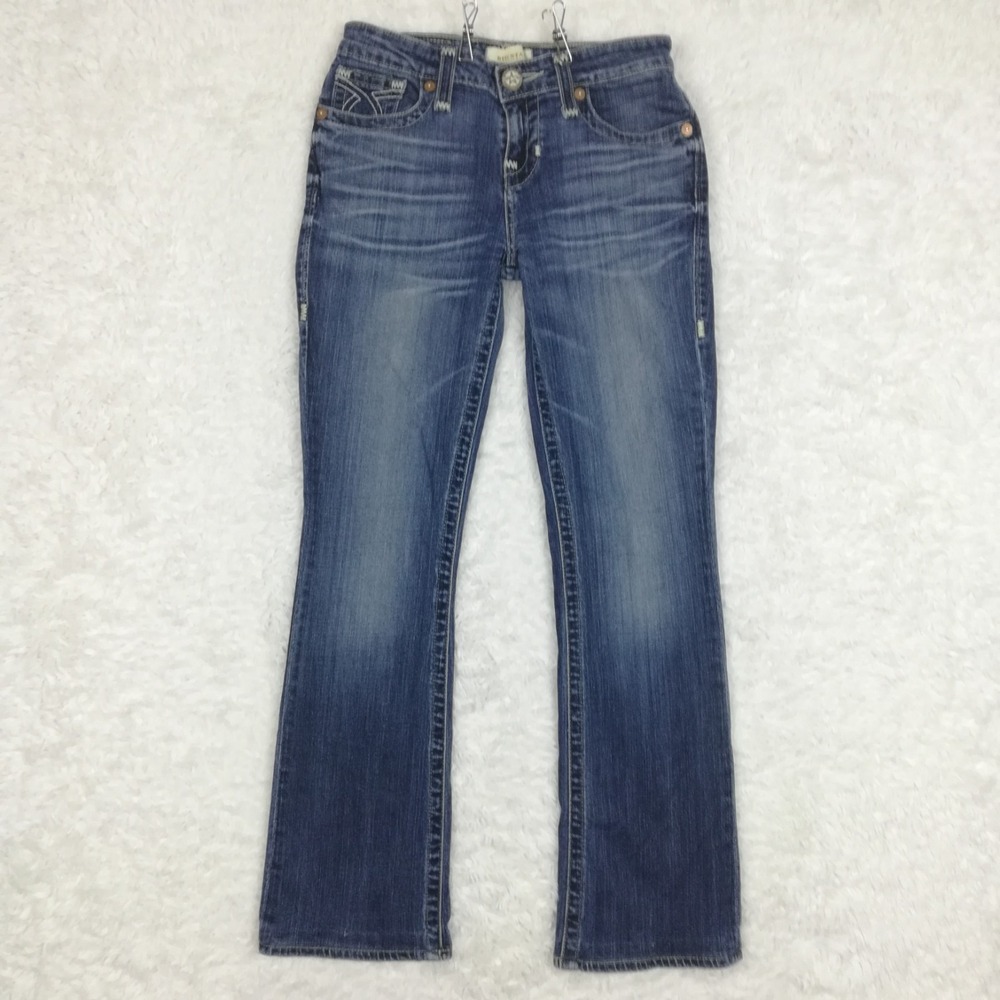Big Star Womens Jeans Maddie Boot Cut Blue Denim Flap Pocket Whiskering 25